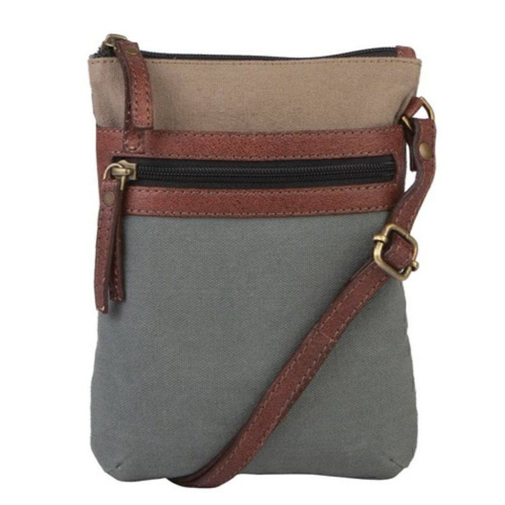 MONA B Small Upcycled Canvas Crossbody Bag Recycled Boho Shoulder Purse